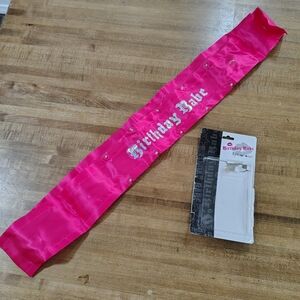 SPENCER'S Birthday Babe Hot Pink Light Up Satin Sash